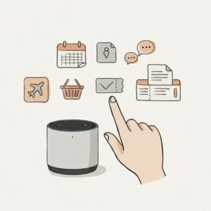 알렉사 플러스의 AI 에이전트 기능을 나타내는 스케치 스타일 이미지