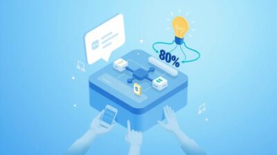 n8n AI Agent를 활용하여 코딩 없이 워크플로우를 자동화하는 과정을 보여주는 친근한 개념 일러스트.