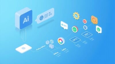 AI가 프로의 도구로 진화하는 과정을 보여주는 컨셉 일러스트. Gemini Flash Image, GPT real-time, 워크플로우 자동화 아이콘이 배치되어 있으며, 생산성 향상과 AI 기술 진화를 시각적으로 표현합니다.