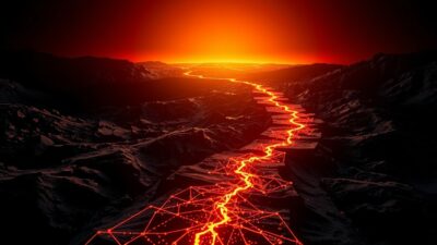 어두운 파편화된 대지에서 황금빛 지평선으로 이어지는 디지털 경로가 AI 코딩 에이전트의 진화와 기술적 선택을 상징하는 시네마틱 이미지.