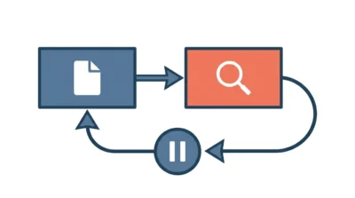 작성자 에이전트와 검토자 에이전트 사이의 피드백 루프를 보여주는 수평 구조의 프로세스 다이어그램.